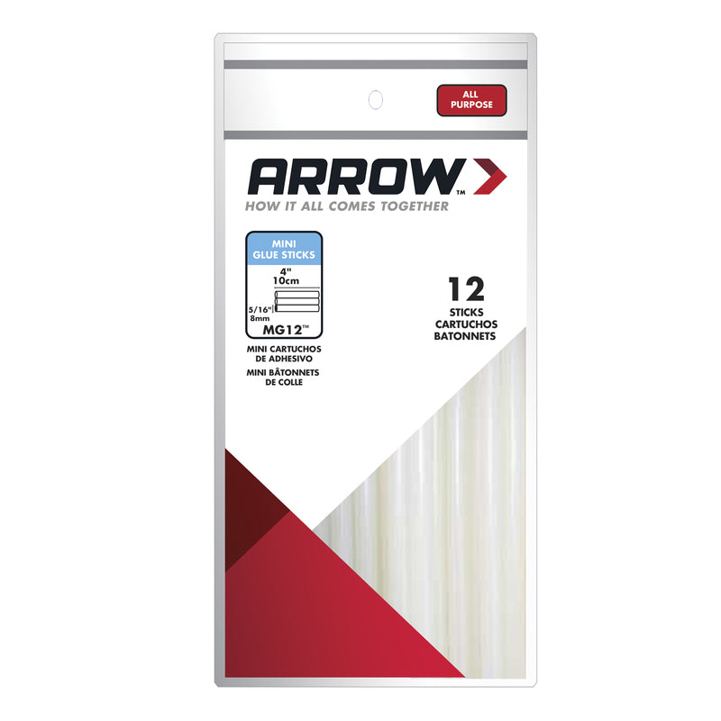 ARROW FASTENER CO LLC, Arrow 0.3125 in. D X 4 in. L Mini Glue Sticks Clear 12 pk