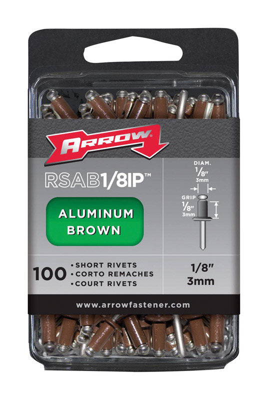 ARROW FASTENER CO LLC, Arrow 1/8 in. D X 1/8 in. Aluminum Rivets Brown 100 pk