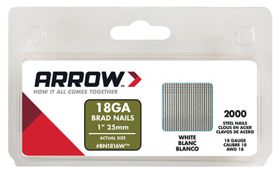 ARROW FASTENER CO LLC, Arrow BN18 18 Ga. X 1 in. L Galvanized Steel Brad Nails 2000 pk 0.95 lb