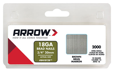 ARROW FASTENER CO LLC, Arrow BN18 18 Ga. X 3/4 in. L Galvanized Steel Brad Nails 2000 pk 0.8 lb