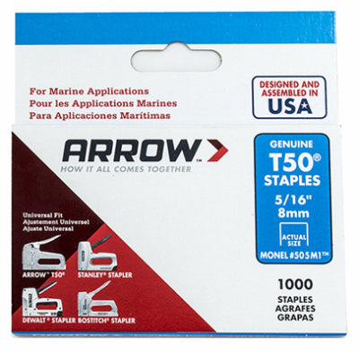 ARROW FASTENER CO LLC, Arrow Fastener 5/16 in. L x 3/8 in. W Stainless Steel Flat Crown Heavy Duty Staples 18 Ga. (Pack of 5)