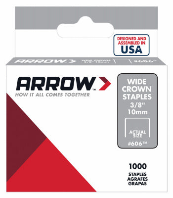 ARROW FASTENER CO LLC, Arrow Fastener Gray 25 ga. Galvanized Steel 3/8 W in. Wide Crown Standard Staples 3/8 L in.