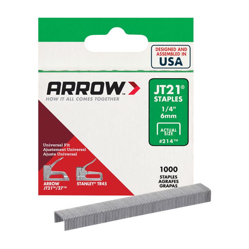 ARROW FASTENER CO LLC, Arrow Fastener JT21 7/16 in. W x 1/4 in. L 23 Ga. Wide Crown Light Duty Staples 1000 pk (Pack of 5)