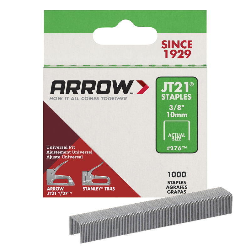 ARROW FASTENER CO LLC, Arrow Fastener JT21 7/16 in. W x 3/8 in. L 23 Ga. Wide Crown Light Duty Staples 1000 pk (Pack of 5)