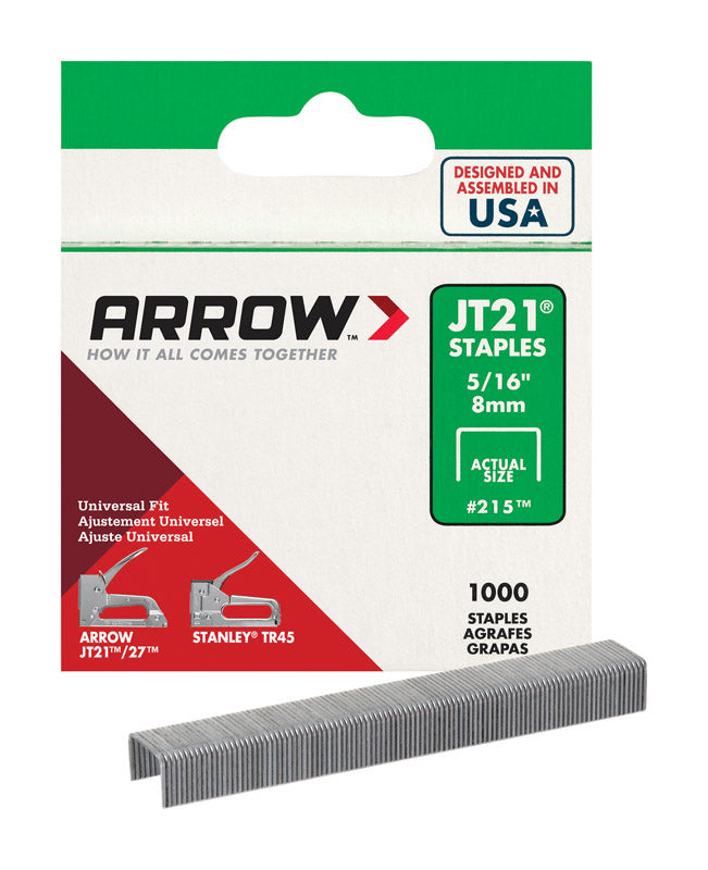 ARROW FASTENER CO LLC, Arrow Fastener JT21 7/16 in. W x 5/16 in. L 23 Ga. Wide Crown Light Duty Staples 1000 pk (Pack of 5)