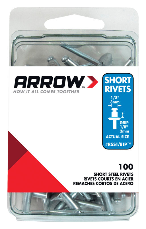 ARROW FASTENER CO LLC, Arrow Fastener Silver Short Steel Rivet 1/8 W x 1/8 D in.