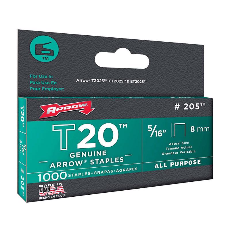 ARROW FASTENER CO LLC, Arrow Fastener T20 5/16 in. L 24 Ga. Wide Crown Staples 1000 pk (Pack of 5)