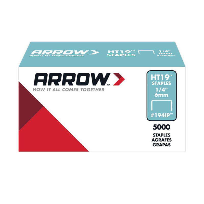 ARROW FASTENER CO LLC, Arrow HT19 3/8 in. W X 1/4 in. L 18 Ga. Flat Crown Staples 5000 pk