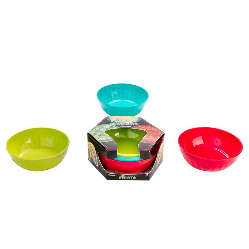 ARROW HOME PRODUCTS COMPANY, Arrow Home Products Fiesta Assorted Plastic Serving Bowl Set 3 pc (Pack of 6)
