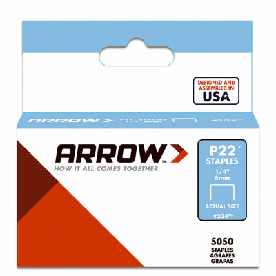 ARROW FASTENER CO LLC, Arrow P22 7/16 in. W X 1/4 in. L 24 Ga. Medium Crown Staples 5050 pk