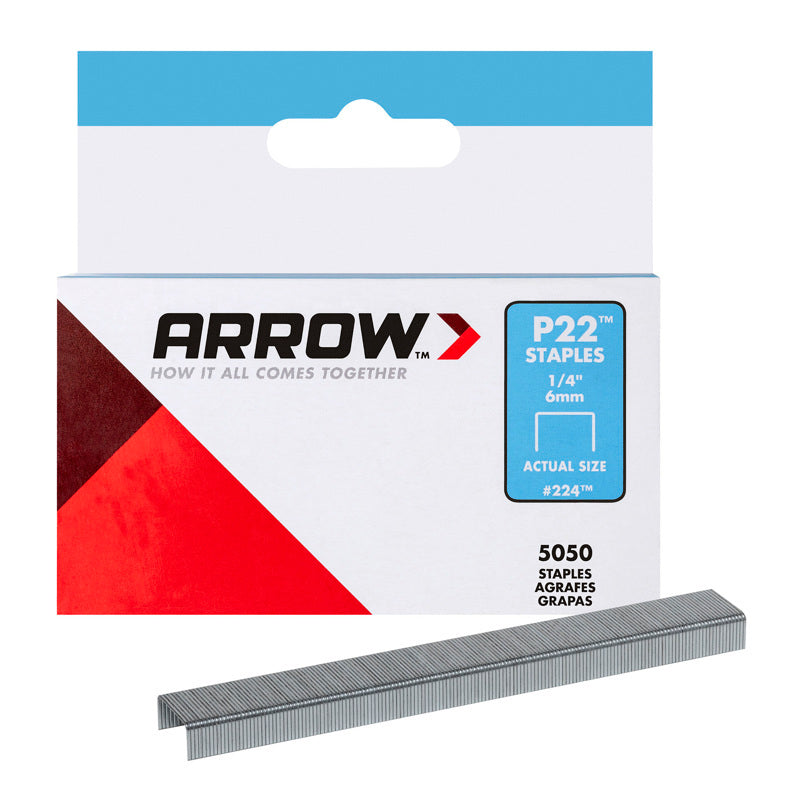 ARROW FASTENER CO LLC, Arrow P22 7/16 in. W X 1/4 in. L 24 Ga. Medium Crown Staples 5050 pk