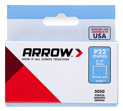 ARROW FASTENER CO LLC, Arrow P22 7/16 in. W X 5/16 in. L 24 Ga. Medium Crown Staples 5050 pk