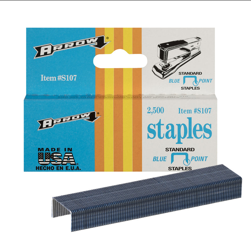 ARROW FASTENER CO LLC, Arrow S107 1/2 in. W X 1/4 in. L 25 Ga. Medium Crown Blue Point Staples 2500 pk