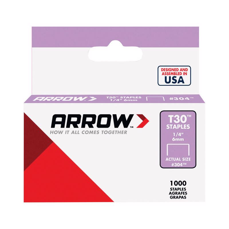 ARROW FASTENER CO LLC, Arrow T30 3/8 in. W X 1/4 in. L 22 Ga. Narrow Crown Thin Wire Staples 1000 pk