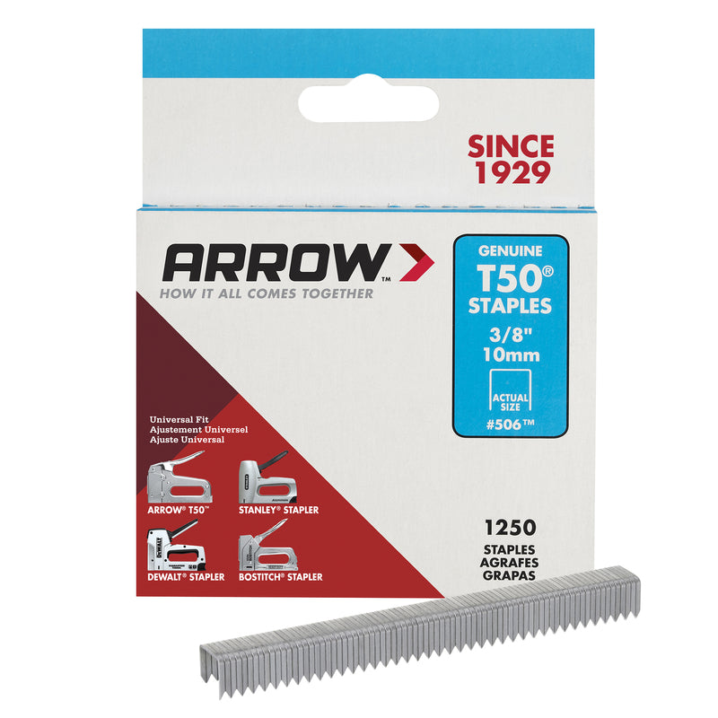 Arrow, Arrow T50 3/8 in. W X 3/8 in. L Flat Crown Heavy Duty Staples 1250 pk