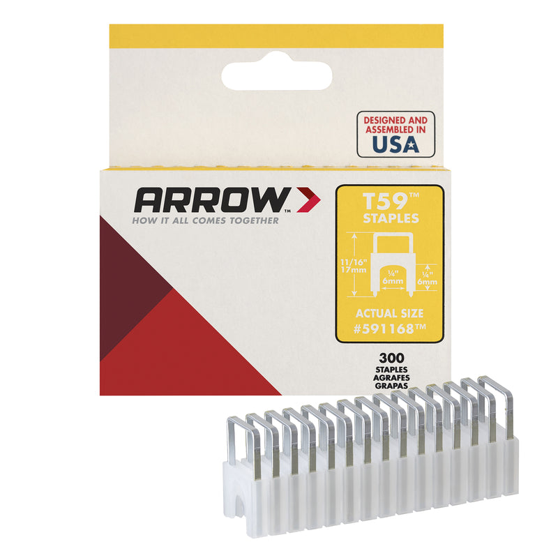 ARROW FASTENER CO LLC, Arrow T59 1/2 in. W X 1/4 in. L 18 Ga. Wide Crown Insulated Staples 300 pk