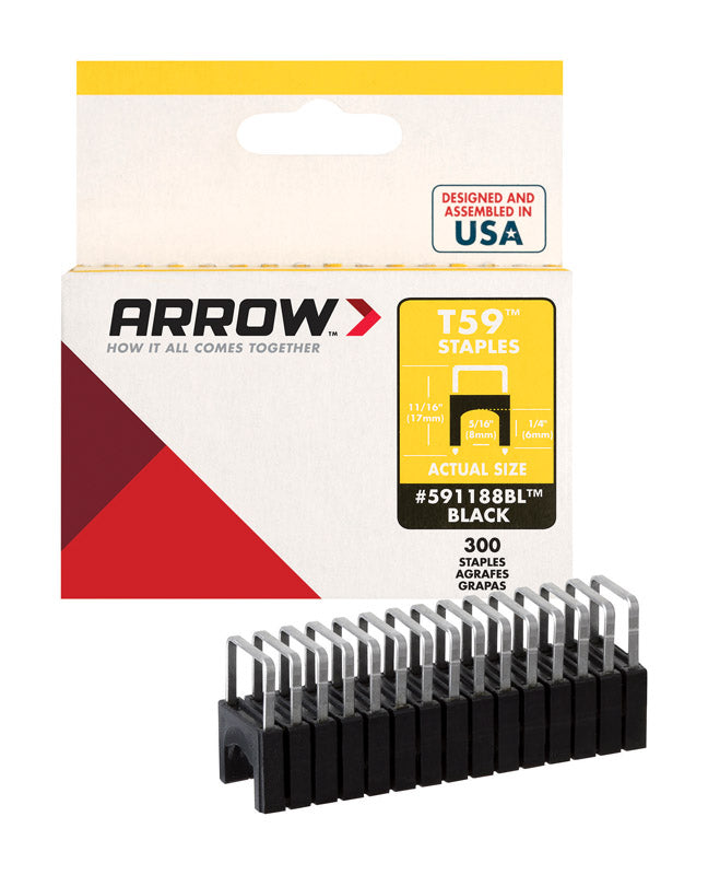 ARROW FASTENER CO LLC, Arrow T59 5/16 in. W X 11/16 in. L 18 Ga. Wide Crown Insulated Staples 300 pk