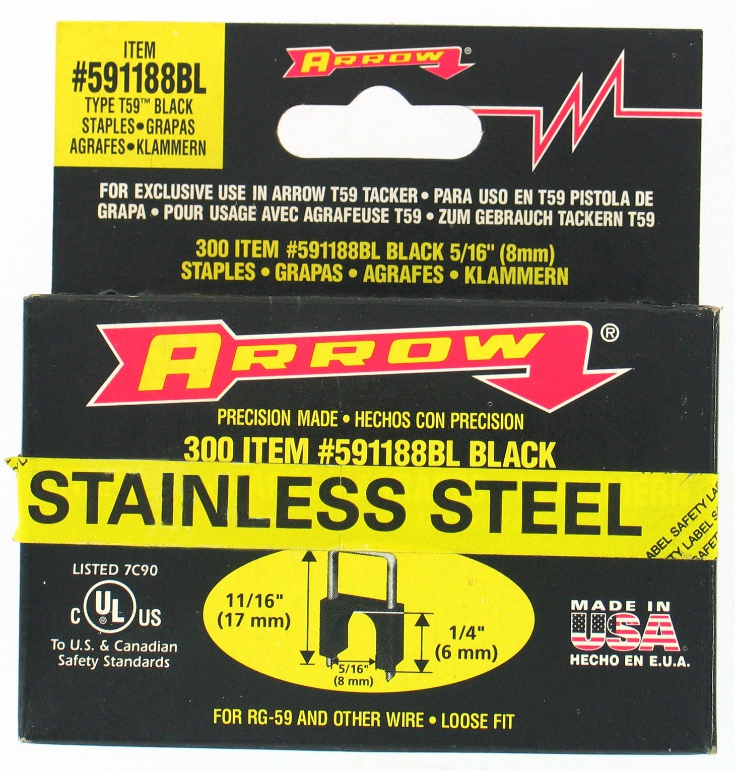 ARROW FASTENER CO LLC, Arrow T59 5/16 in. W X 11/16 in. L Insulated Crown Cable Staples 300 pk