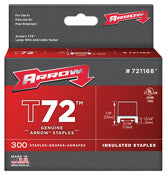 ARROW FASTENER CO LLC, Arrow T72 31/64 in. W X 3/4 in. L 15 Ga. Wide Crown Insulated Staples 300 pk