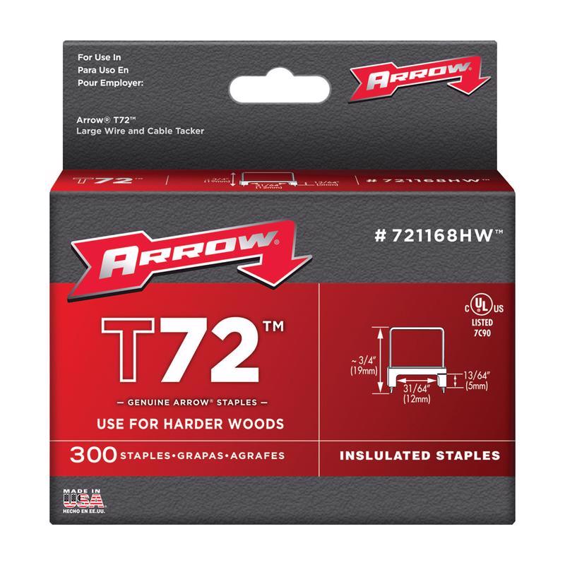 ARROW FASTENER CO LLC, Arrow T72 31/64 in. W X 3/4 in. L 15 Ga. Wide Crown Insulated Staples 300 pk