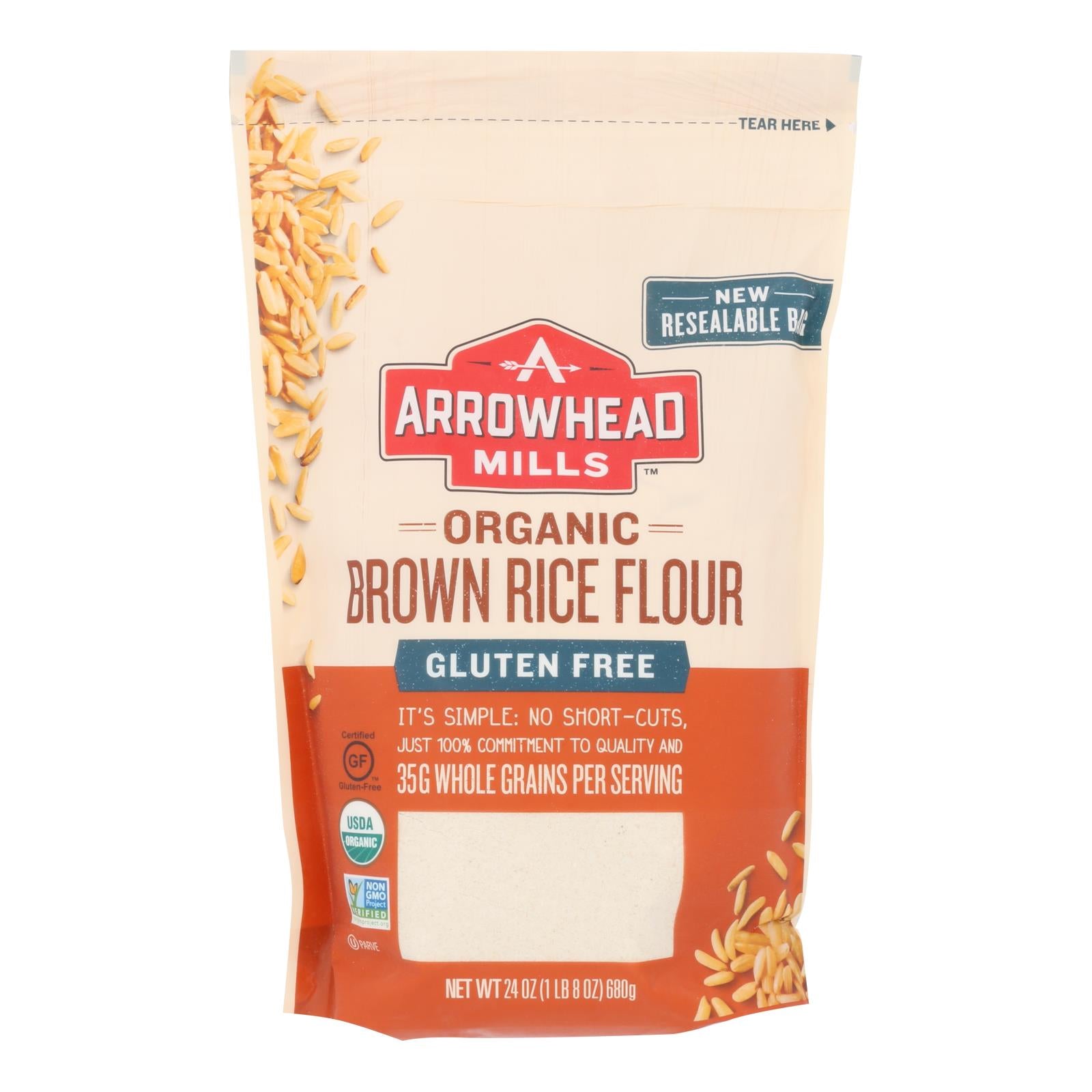 Arrowhead Mills, Arrowhead Mills - Organic Brown Rice Flour - Gluten Free - Case of 6 - 24 oz. (Pack of 6)