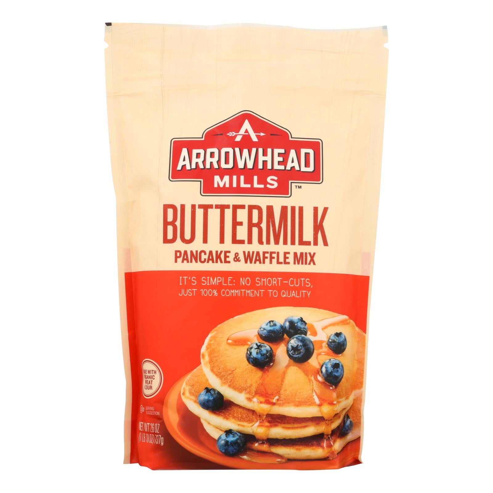 Arrowhead Mills, Arrowhead Mills - Organic Buttermilk Pancake and Waffle - Mix - Case of 6 - 26 oz. (Pack of 6)