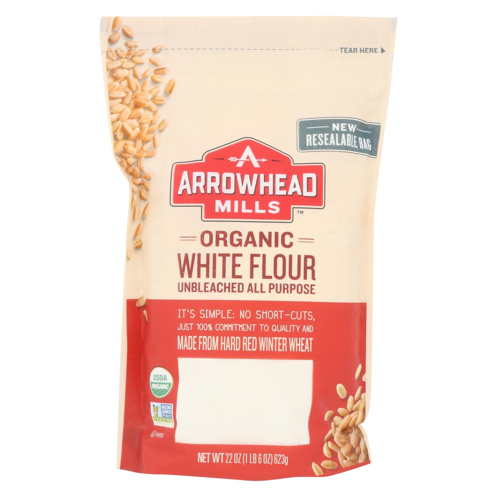 Arrowhead Mills, Arrowhead Mills - Organic Enriched Unbleached White Flour - Case of 6 - 22 oz. (Pack of 6)