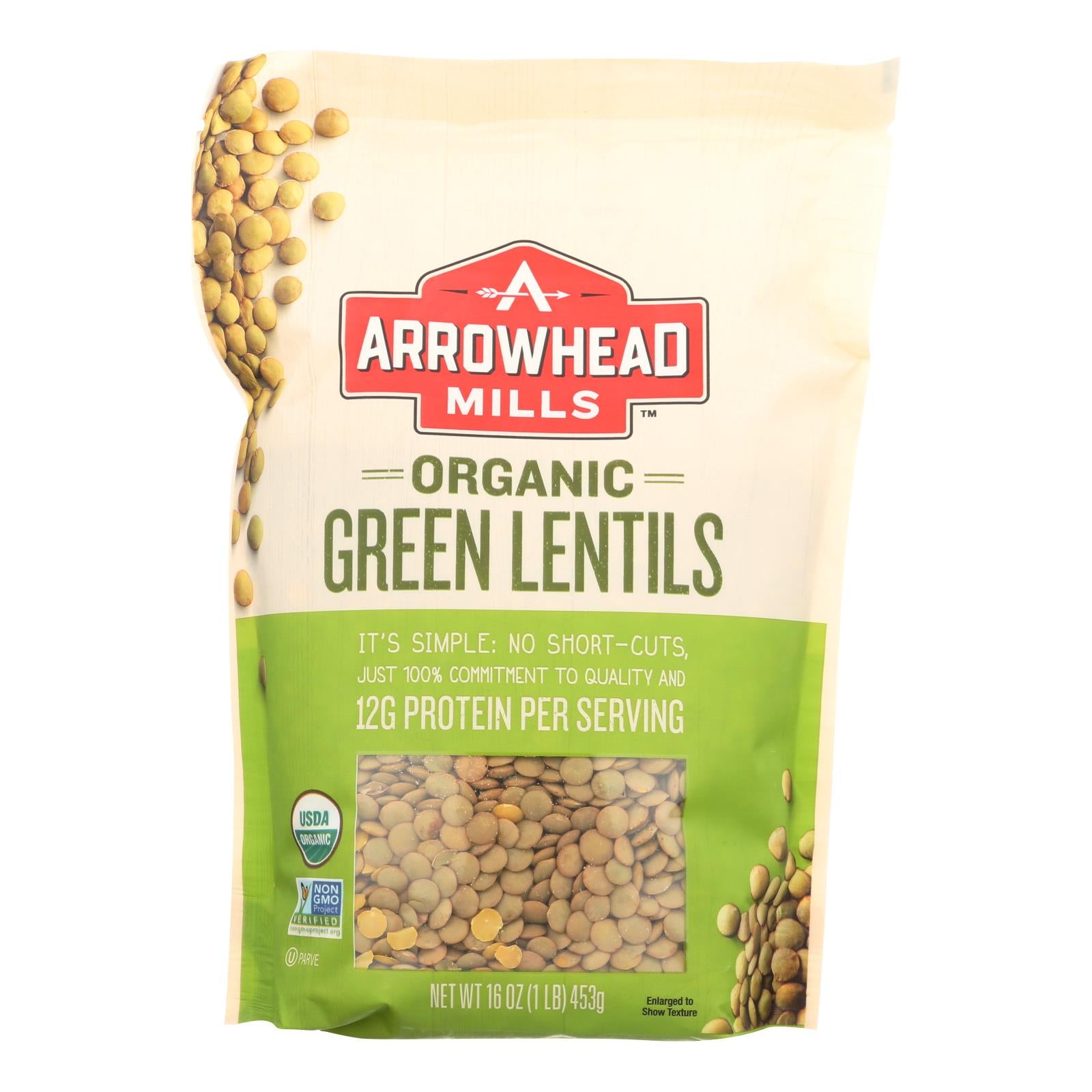 Arrowhead Mills, Arrowhead Mills - Organic Green Lentils - Case of 6 - 16 oz. (Pack of 6)