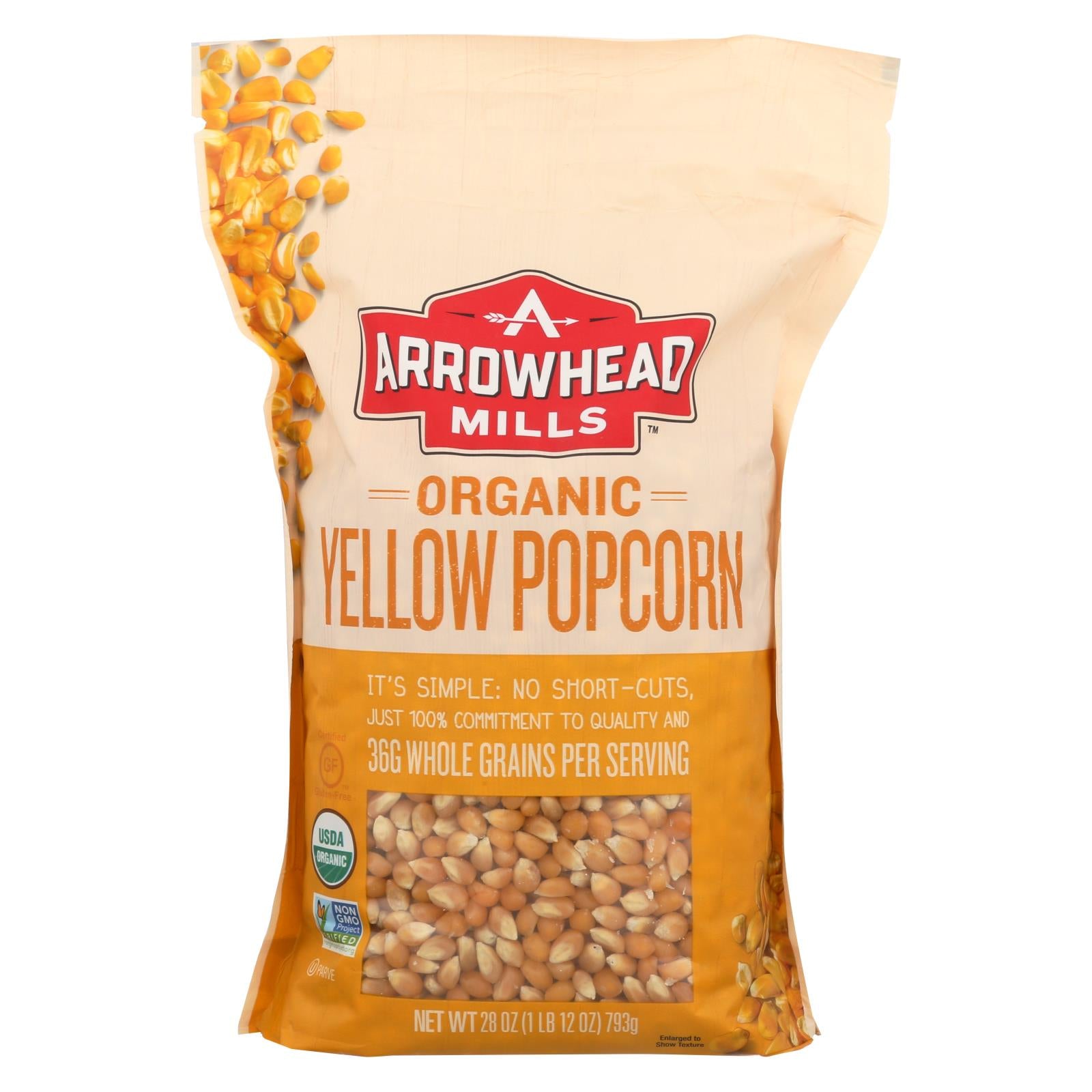 Arrowhead Mills, Arrowhead Mills - Organic Popcorn - Yellow - Case of 6 - 28 oz. (Pack of 6)