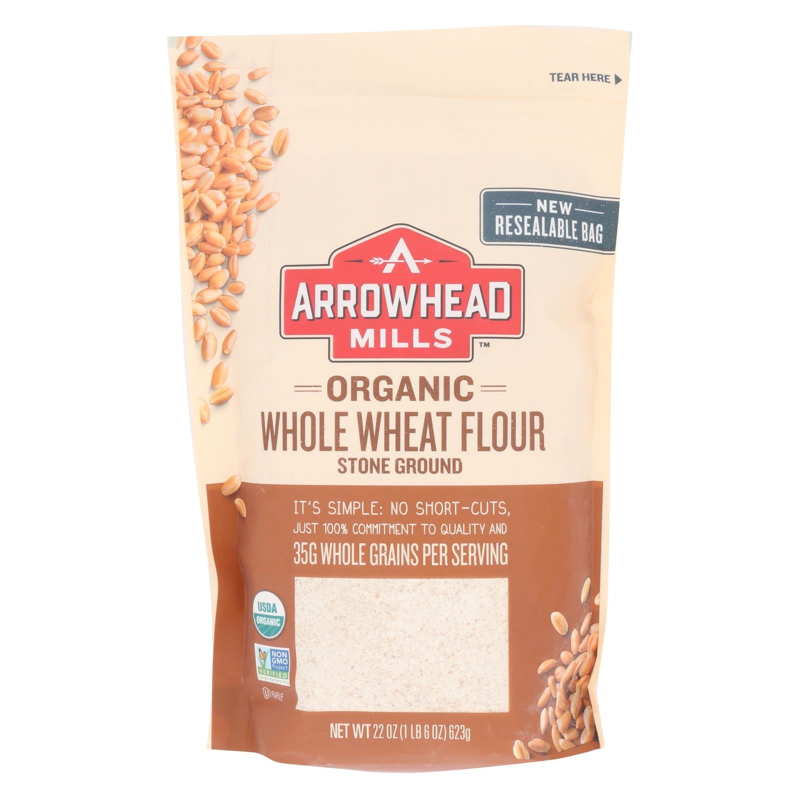 Arrowhead Mills, Arrowhead Mills - Organic Whole Wheat Flour - Stone Ground - Case of 6 - 22 oz. (Pack of 6)