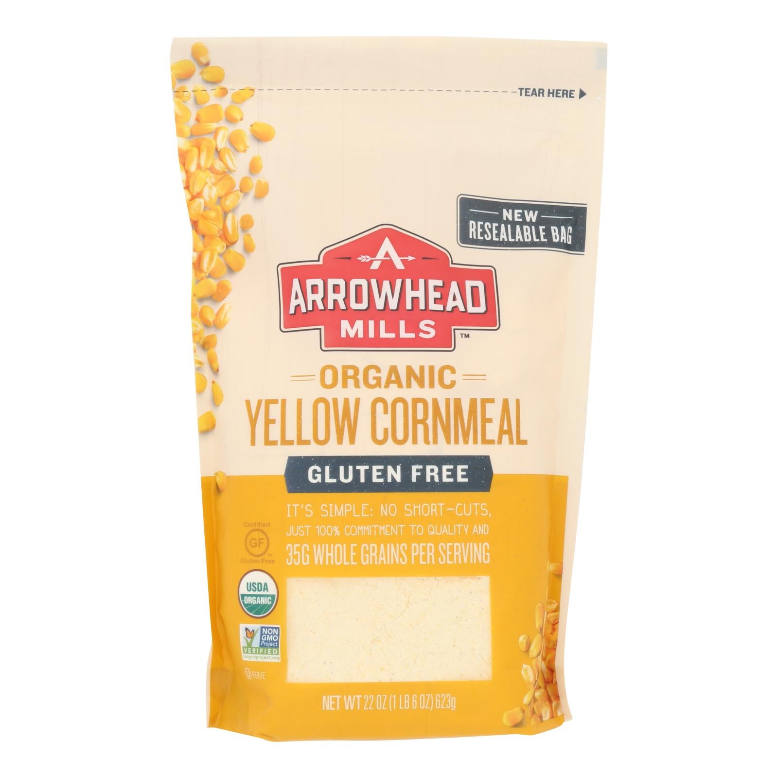 Arrowhead Mills, Arrowhead Mills - Organic Yellow Corn Meal - Gluten Free - Case of 6 - 22 oz. (Pack of 6)