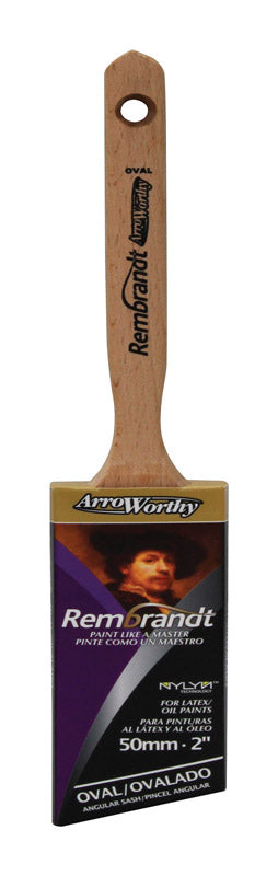 LINZER PRODUCTS CORP, Arroworthy Rembrandt Wood Handle Polyester Semi-Oval Angle Edge Latex and Oil Paint Brush 2 W in.