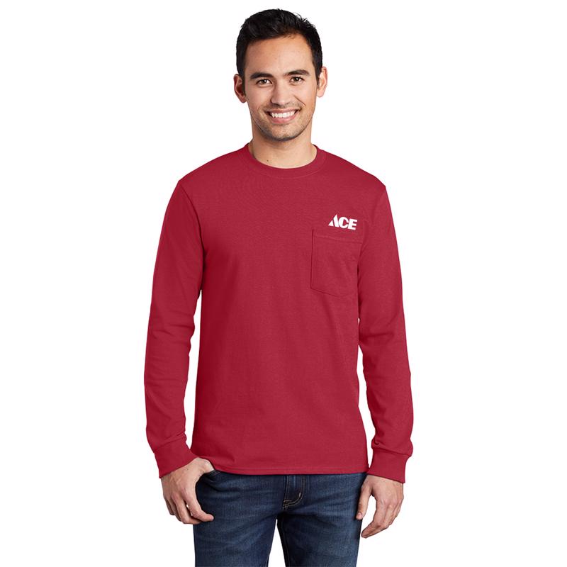 THE ARTCRAFT GROUP INC, Artcraft M  Unisex Long Sleeve Red Pocket T-Shirt