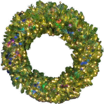 Ledup Manufacturing Group Ltd, Artificial Pre-Lit Bristol Pine Wreath, 700 Twinkling Multi-Color LED Lights, 48-In.
