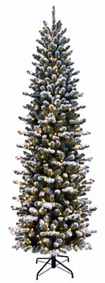 National Tree Co-Import, Artificial Pre-Lit Christmas Tree, 450 Clear Lights, Feel Real Snowy Sheffield Spruce, 7.5-Ft.