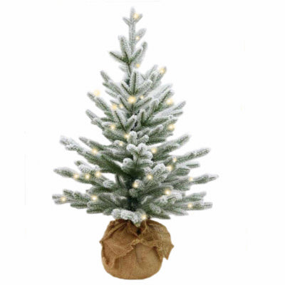 National Tree Co-Import, Artificial Pre-Lit Christmas Tree, Feel Real Snowy Cambridge Fir, 35 LED Lights, 2.5-Ft.