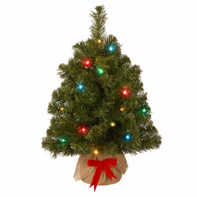 National Tree Co-Import, Artificial Pre-Lit Christmas Tree, Noble Fir, 15 LED Lights, 16-In. x 2-Ft.
