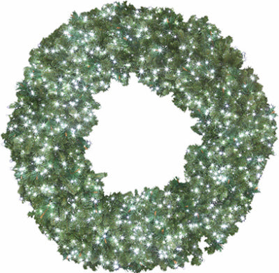 Ledup Manufacturing Group Ltd, Artificial Wreath, Bristol Pine, 1,200 Micro LED Pure White Lights, 60-In.