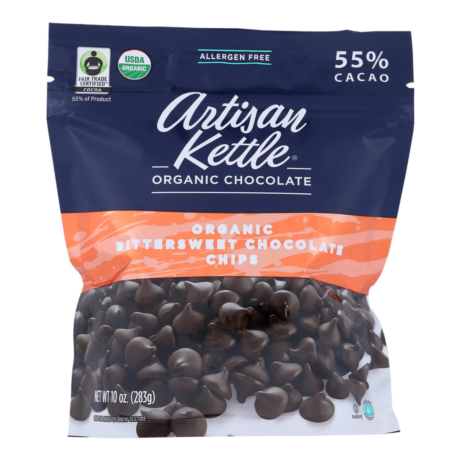 Artisan Kettle, Artisan Kettle Chocolate Chips - Organic - Bittersweet - Case of 6 - 10 oz (Pack of 6)