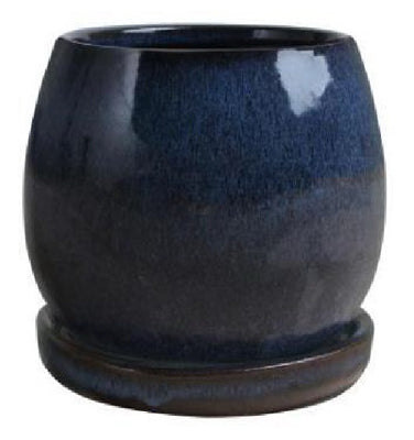 Trendspot Inc, Artisan Planter, Drip Blue Ceramic, 6-In. (Pack of 4)