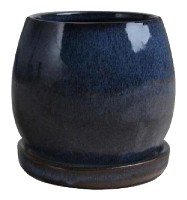 Trendspot Inc, Artisan Planter, Drip Blue Ceramic, 8-In. (Pack of 2)