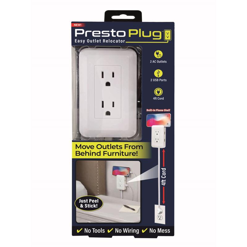 ONTEL PRODUCTS CORP, As Seen On TV Presto Plug Peel and Stick Outlet Extender 1 pk