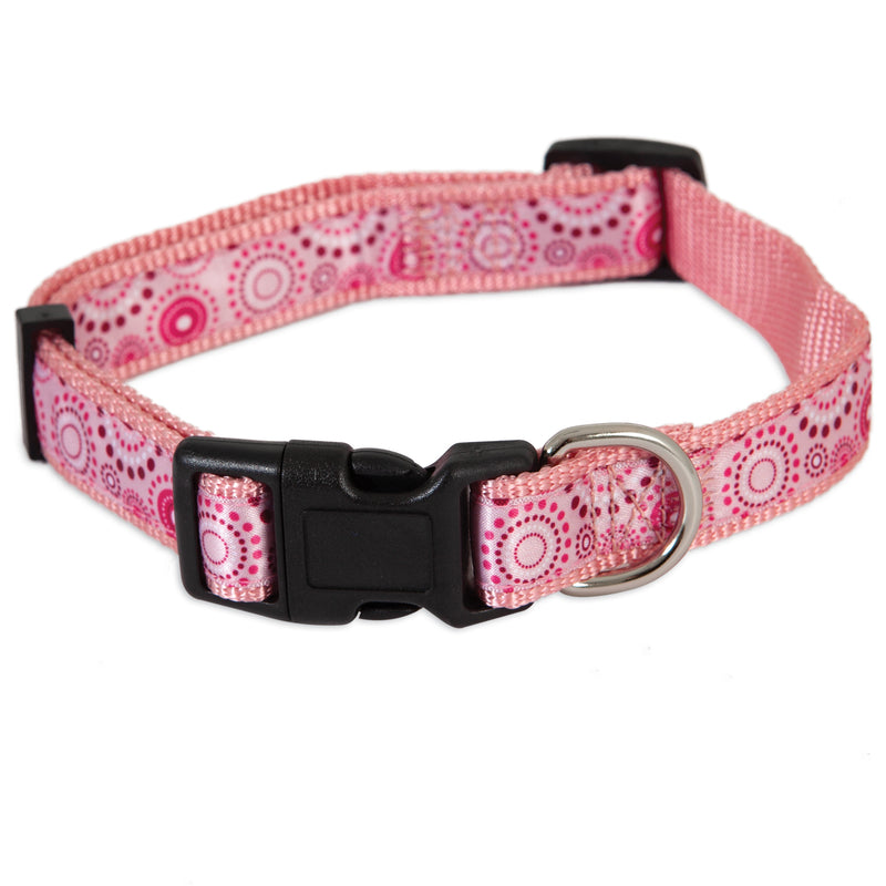 DOSKOCIL MANUFACTURING CO INC, Aspen Pet Pink Dots Nylon Dog Adjustable Collar Medium