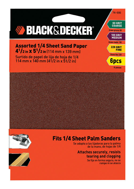 Black & Decker, Assrt Sandpaper 1/4 6Pk (Pack Of 5)