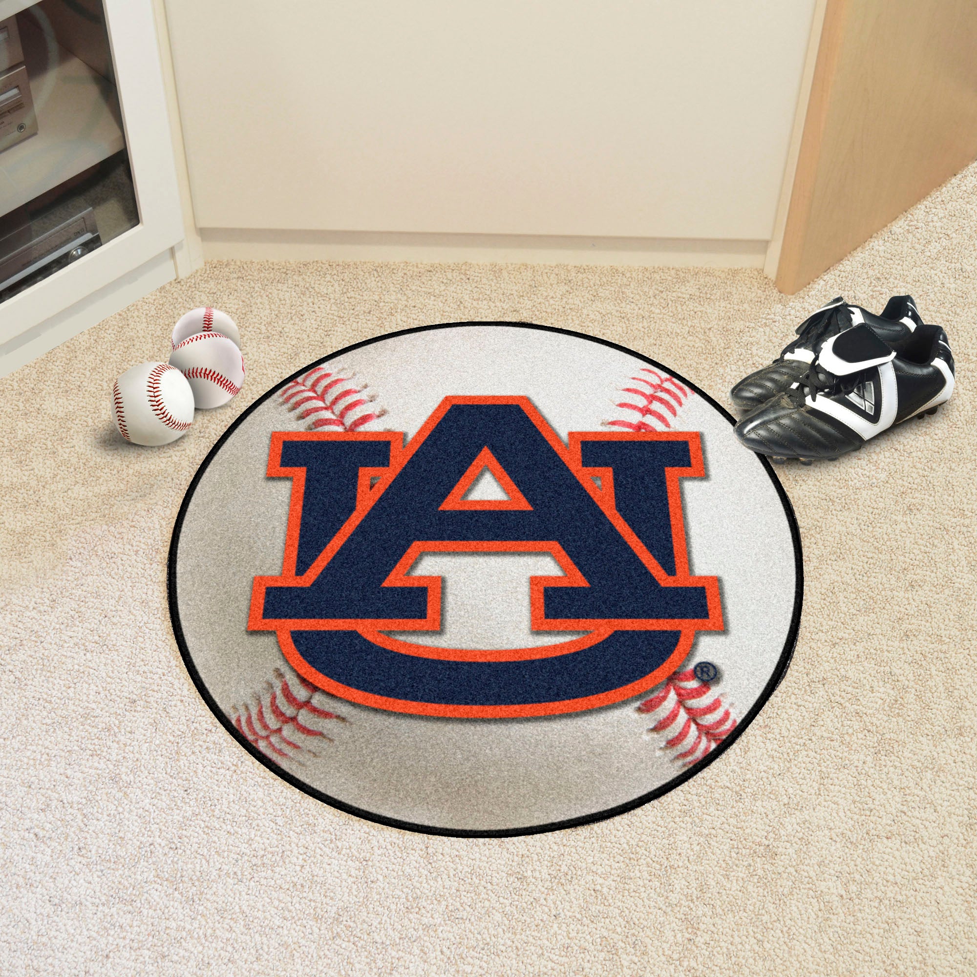 FANMATS, Auburn University Baseball Rug - 27in. Diameter