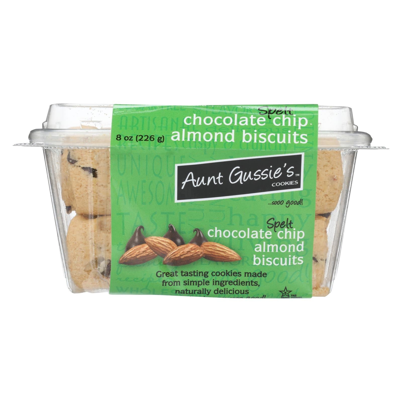 Aunt Gussie'S, Aunt Gussie's Biscuits - Chocolate Chip Almond - Case of 8 - 8 oz. (Pack of 8)