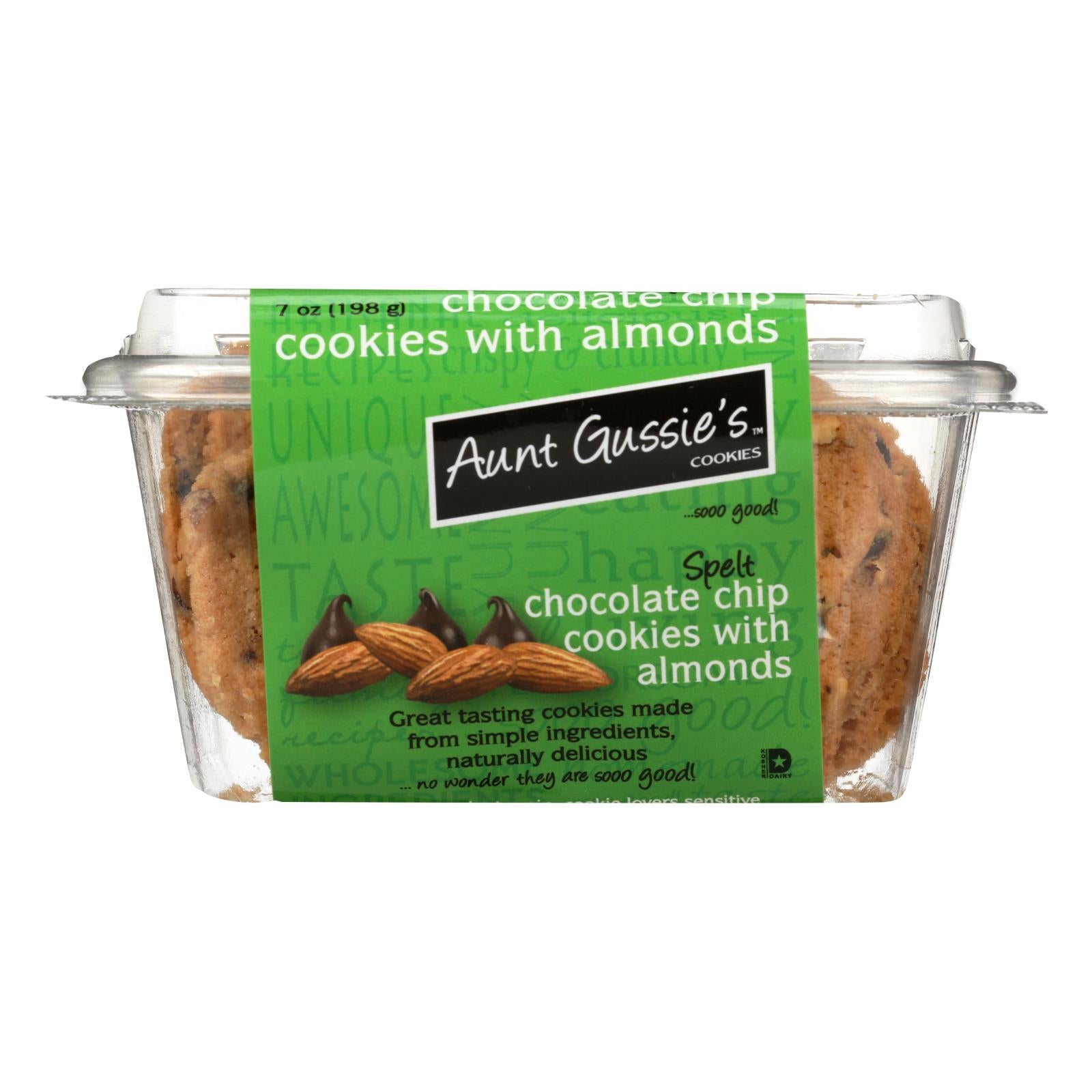Aunt Gussie'S, Aunt Gussie's Chocolate Chip Cookies and Almonds - Sugar Free - Case of 8 - 7 oz. (Pack of 8)