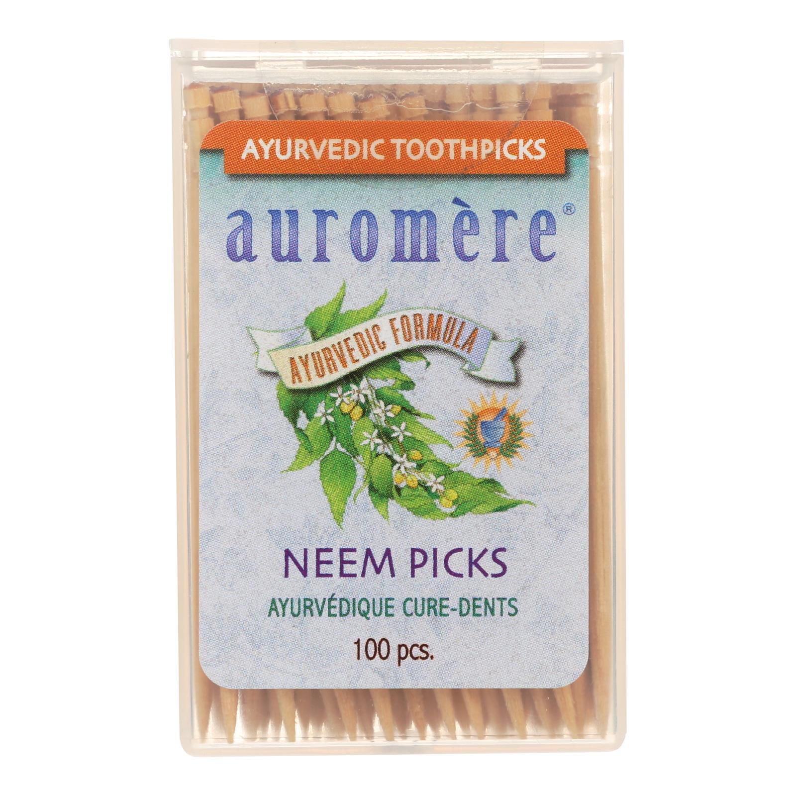 Auromere, Auromere Ayurvedic Neem Picks - 100 Toothpicks - Case of 12 (Pack of 12)