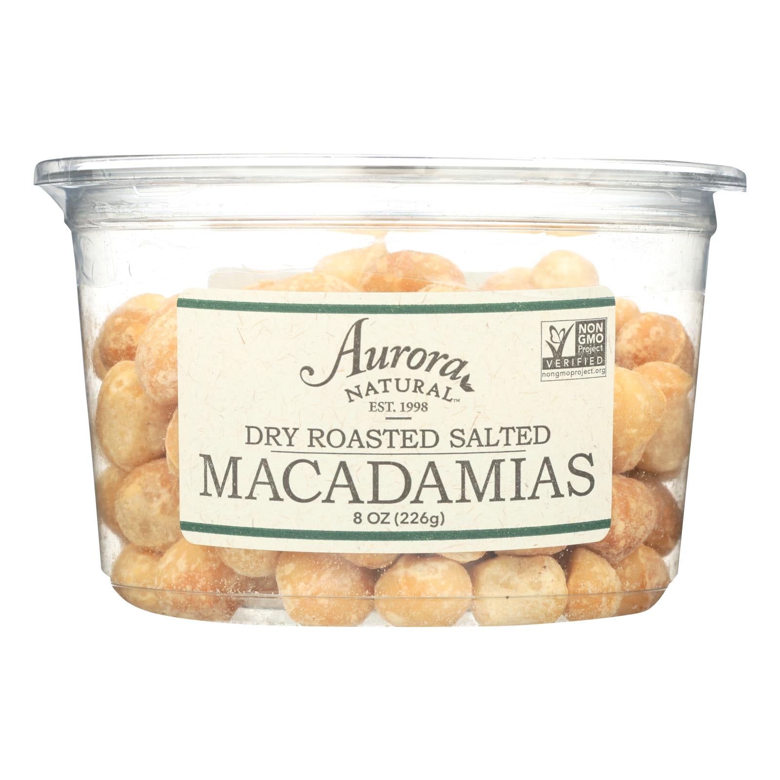 Aurora Natural Products, Aurora Natural Products - Dry Roasted Salted Macadamias - Case of 12 - 8 oz. (Pack of 12)