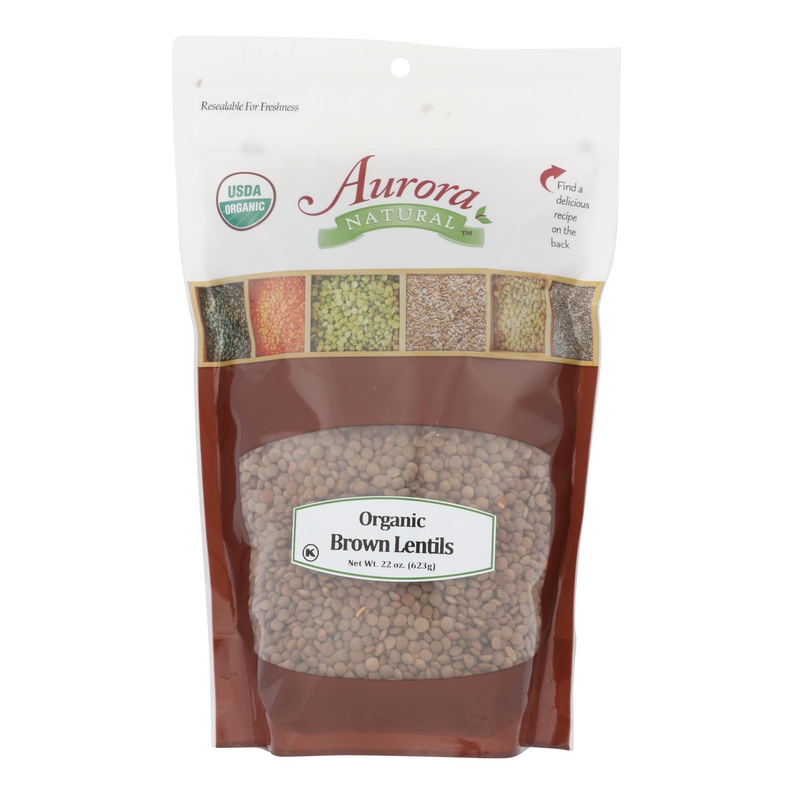 Aurora Natural Products, Aurora Natural Products - Organic Brown Lentils - Case of 10 - 22 oz. (Pack of 10)